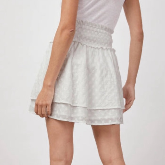 Rails Addison Mini Skirt, White Embroidered Daisies, Shirred Waistband, Size XS - Picture 11 of 14